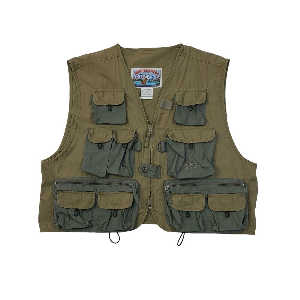 Field & Stream Vest Mens XL Pockets Fishing Hunting Utility Safari Cotton Blend